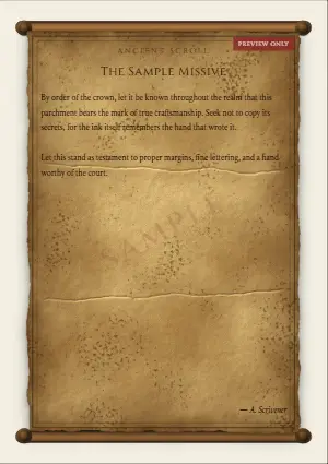 Sample Ancient Scroll on aged parchment