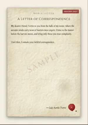 Sample Noble Letter on clean paper with a red wax seal